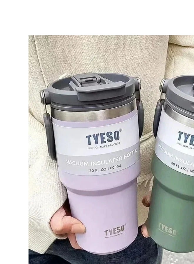 تايسو كوب قهوة مزدوج الطبقات من الفولاذ المقاوم للصدأ من TYESO، كوب سيارة بارد وساخن، قارورة مفرغة من الهواء، زجاجة ترمس للسفر، زجاجة مياه محمولة للسيارة - Image 5