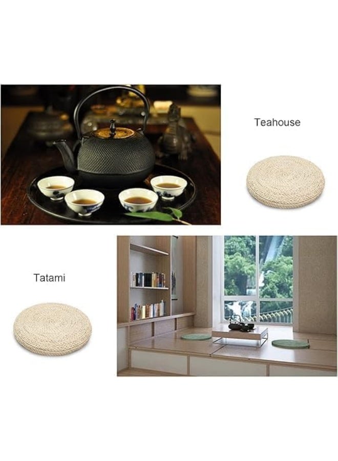 YINZUO وسادة أرضية مصنوعة من الجوت الطبيعي، مقعد دائري مصنوع يدويًا، وسادة تأمل زخرفية بأسلوب بوهيمي، وسادة جلوس صديقة للبيئة لغرفة المعيشة، غرفة النوم - Image 5