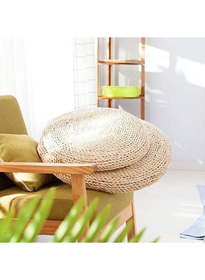 YINZUO وسادة أرضية مصنوعة من الجوت الطبيعي، مقعد دائري مصنوع يدويًا، وسادة تأمل زخرفية بأسلوب بوهيمي، وسادة جلوس صديقة للبيئة لغرفة المعيشة، غرفة النوم - Image 4