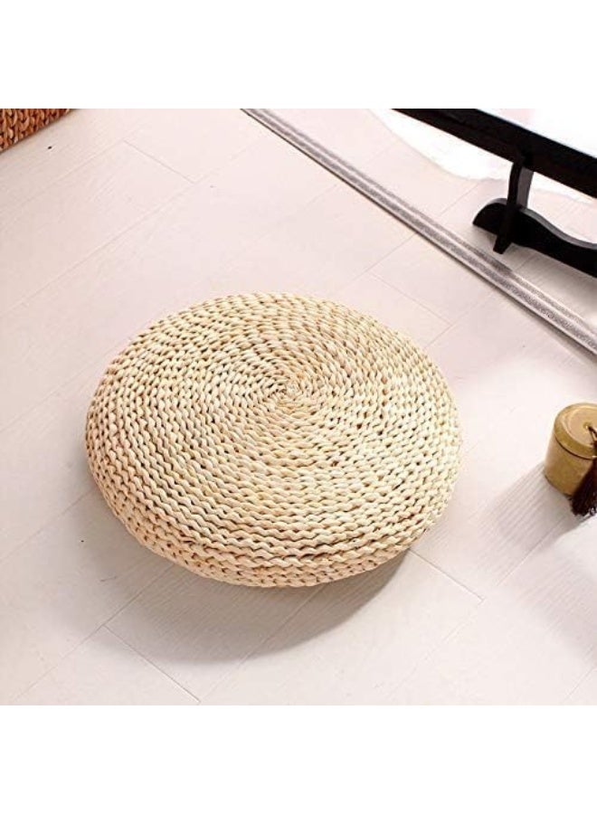 YINZUO وسادة أرضية مصنوعة من الجوت الطبيعي، مقعد دائري مصنوع يدويًا، وسادة تأمل زخرفية بأسلوب بوهيمي، وسادة جلوس صديقة للبيئة لغرفة المعيشة، غرفة النوم - Image 2