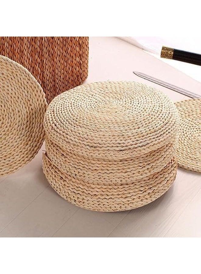 YINZUO وسادة أرضية مصنوعة من الجوت الطبيعي، مقعد دائري مصنوع يدويًا، وسادة تأمل زخرفية بأسلوب بوهيمي، وسادة جلوس صديقة للبيئة لغرفة المعيشة، غرفة النوم - Image 3