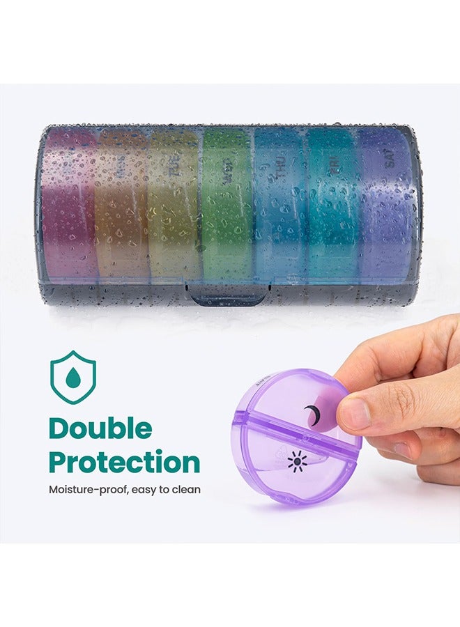 Weekly Pill Organizer 2 Times a Day, Travel Pill Box 7 Day, AM PM Twice a Day Pill Case, Portable Daily Vitamin Organizers for Medication, Vitamins, Fish Oil, Supplements (Multi-Color) - Image 5