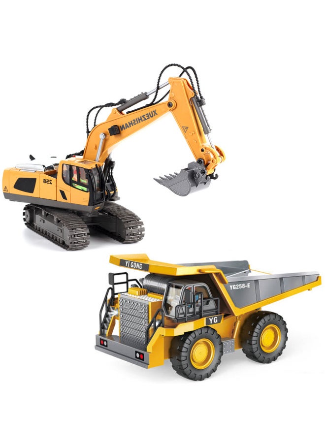 Generic Remote Control Alloy Excavator Truck Children's Toy Engineering Vehicle Set Playground Boys Pushing Dirt Mining Truck Excavator-Color:9-Channel 258-9 Plastic Dirt Cart  - Image 5