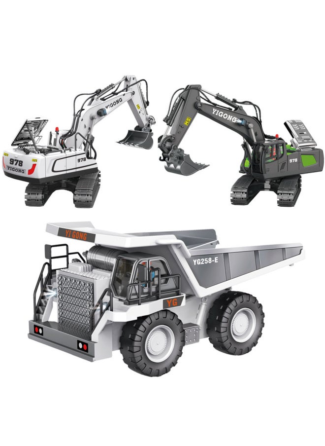 Generic Remote Control Alloy Excavator Truck Children's Toy Engineering Vehicle Set Playground Boys Pushing Dirt Mining Truck Excavator-Color:9-Channel 258-9 Plastic Dirt Cart  - Image 2