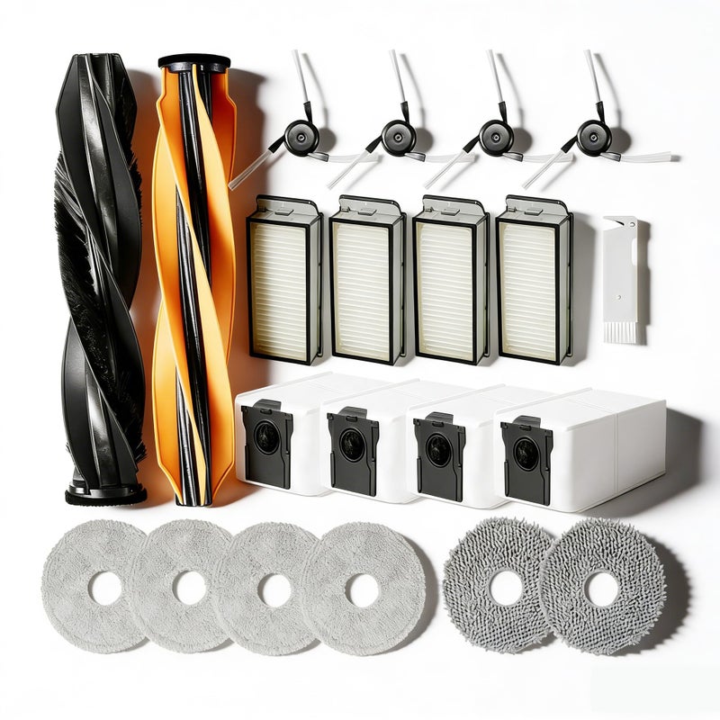 JoyBros Dreame X50 Ultra Replacement Parts Accessories for Dreame X50 Ultra Complete L50 Ultra X50 Master L40s Pro Ultra MOVA V50 Mop Pads X6 Dust Bags X4; HEPA Filter X4; Main Brushes X2; Side Brushes X4 - Image 1