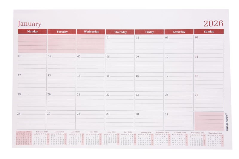 Sukeshcraft Table Planner Refill January 2026 To December 2026 Size (13.75 X 20.55 Inch.) - Image 3