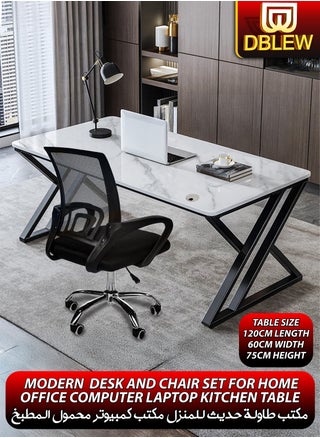 Modern Marble Computer Desk with Office Chair Steel Base Home Office Desk, Light Luxury Computer Gaming Desk, Study Table, Writing Desk, - pzsku/Z85E7442DF509C2742D8BZ/45/_/1739168571/74f1c794-24bd-4d18-b12e-7c8ce74d6c2d