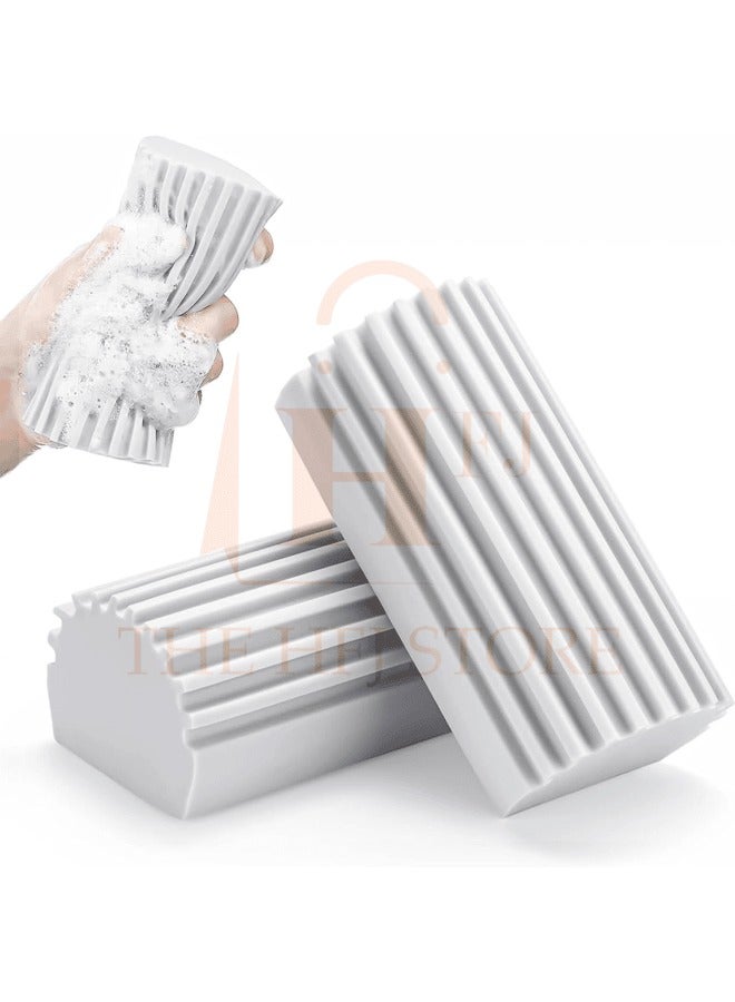 H.F.J HFJ 2-Piece Reusable Sponge Duster – Damp Clean Duster for Baseboards, Vents, Railings, Ceiling Fans, Cobwebs, and More (Grey) - Image 1