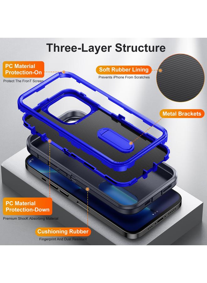 زبون جراب لهاتف iPhone 13 Pro Max 3 في 1 جراب هاتف قوي مع حامل - Image 4