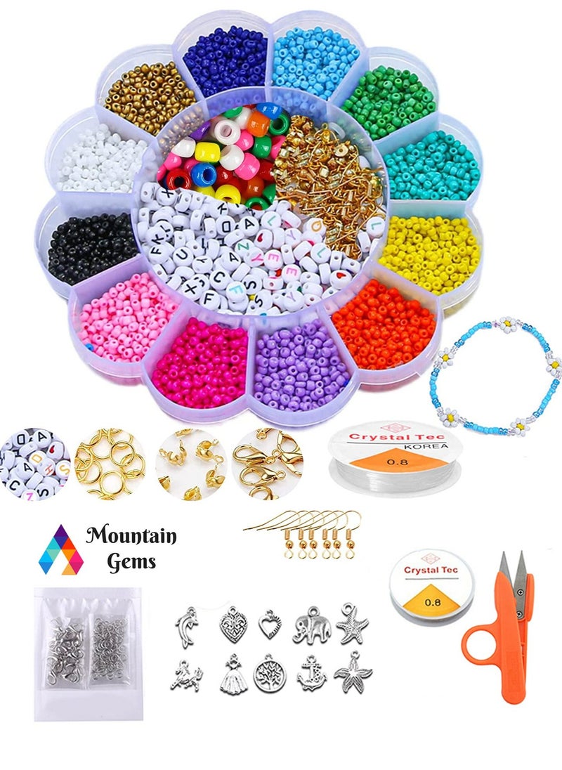 Mountain Gems Craft Beads Assorted Kit with Organizer for DIY Bracelets  - Image 1