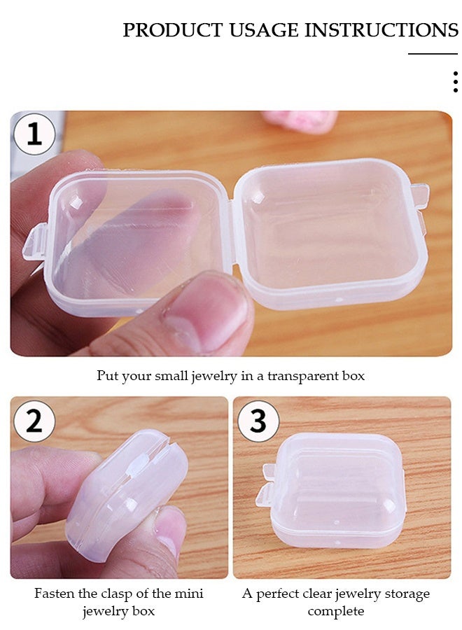 DUNISO 20 PCS Mini Clear Plastic Jewelry Boxes ,Square Small Beads Storage Containers with Hinged Lid ,Earplugs Storage Box,Earring Organizers Box for Collecting Small Items, Beads, Jewelry( 3.5*3.5*2cm) - Image 3