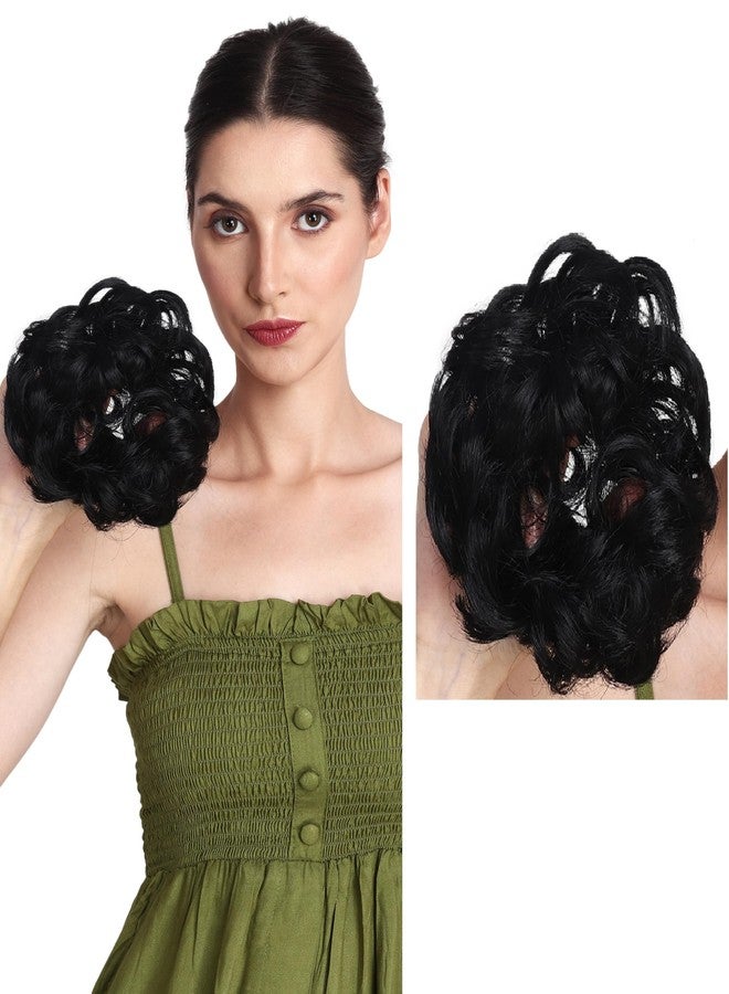 MoonEyes 1 Pcs Matt Finished Black Messy Rubber Hair Bun Hair Juda Hair Piece For Women in 30 Gram (Pack OF 1, 1, count) - Image 1