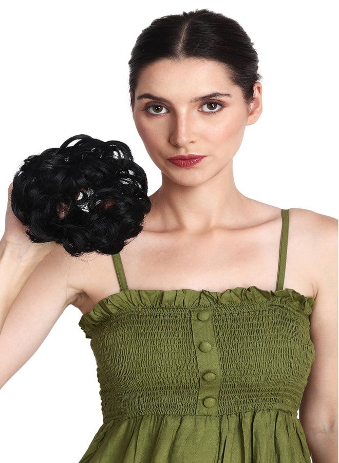 MoonEyes 1 Pcs Matt Finished Black Messy Rubber Hair Bun Hair Juda Hair Piece For Women in 30 Gram (Pack OF 1, 1, count) - Image 3