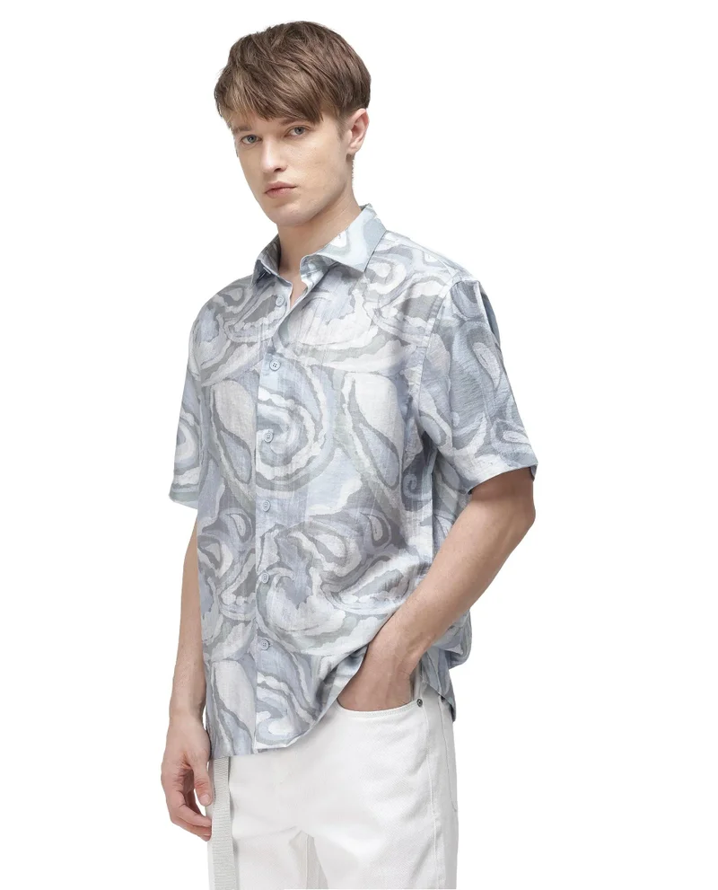 Rare Rabbit Men's Floral Print Relaxed Fit Shirt