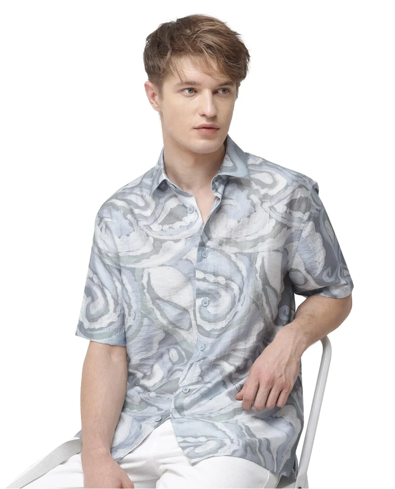 Rare Rabbit Men's Floral Print Relaxed Fit Shirt