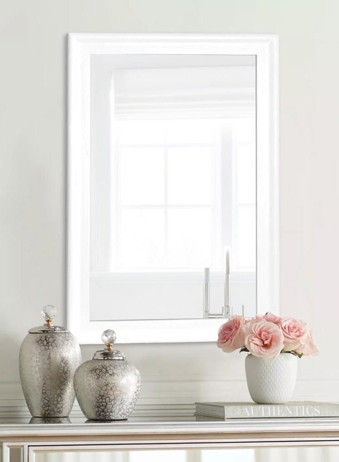 Culer White Wood Wall Mirror for Bathroom,Rectangle 20 x 30 inch Hanging Vatiny Mirrors with Wooden Frame for Living Room,Bedroom,Entryway - Image 3