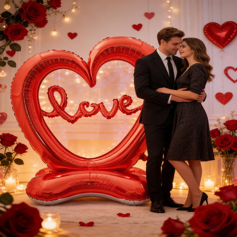 Soochat Giant Heart Balloon Valentineâ€™s Day Heart Balloons Love Foil Balloon Anniversary Wedding Valentines Day Birthday Party Decoration Photo Props - Image 4