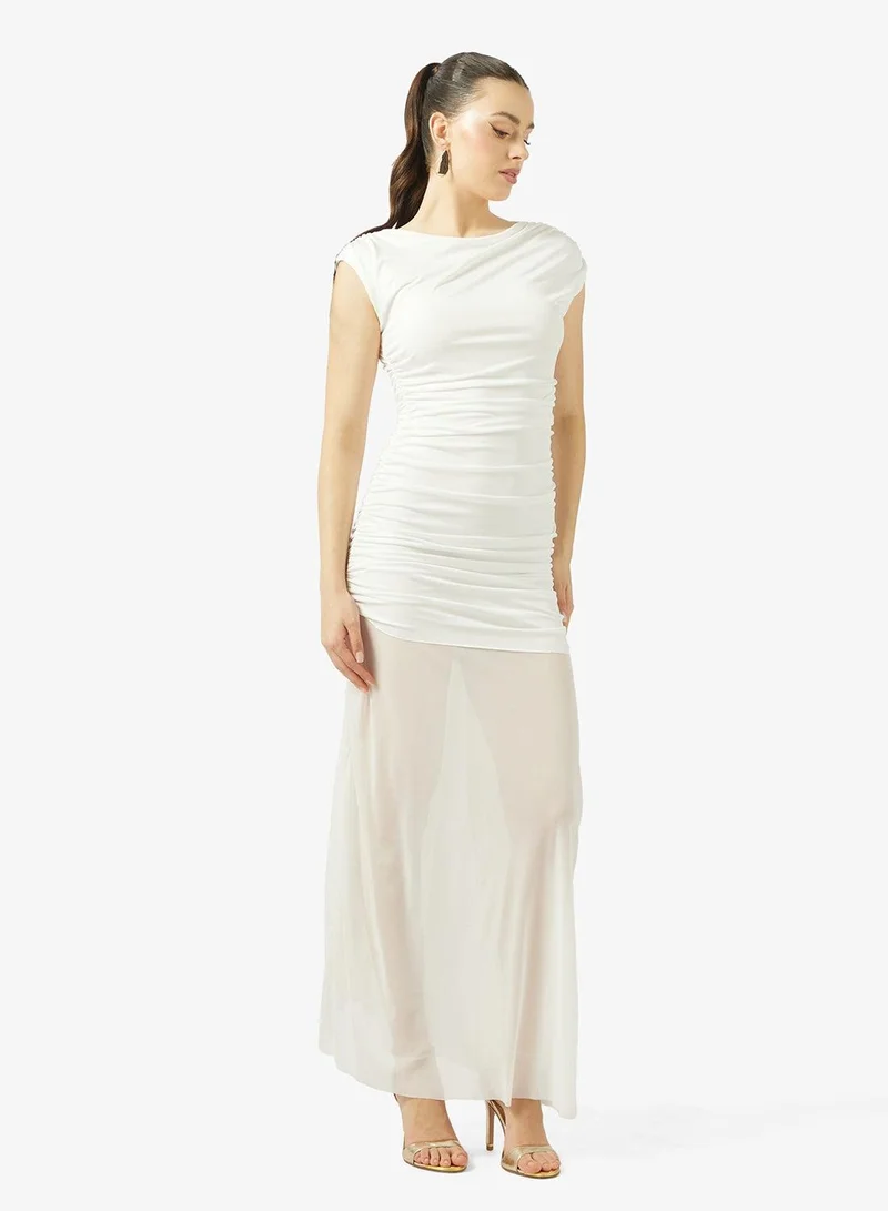 Ginger Draped Bodycon Dress with Mesh Pleats