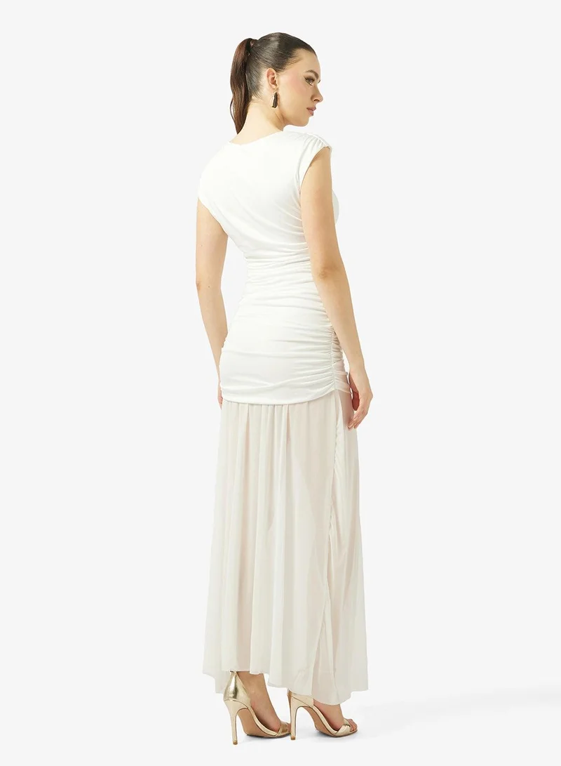 Ginger Draped Bodycon Dress with Mesh Pleats
