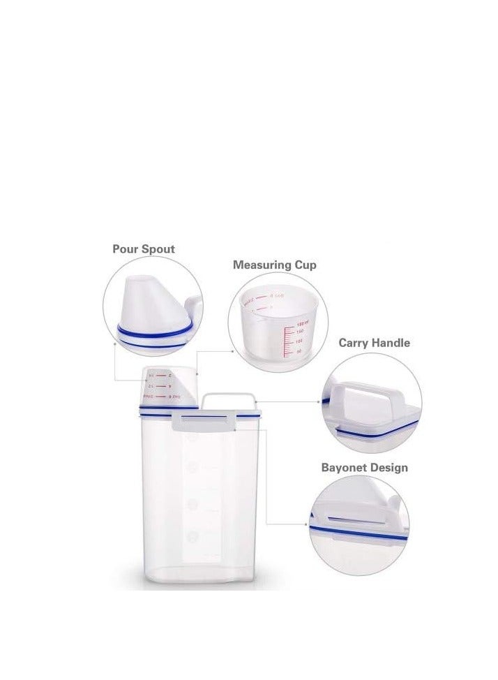 Rice And Cereal Storage Plastic Container With Pour Spout And Measuring Cup Transparent - 2.5L - Image 3