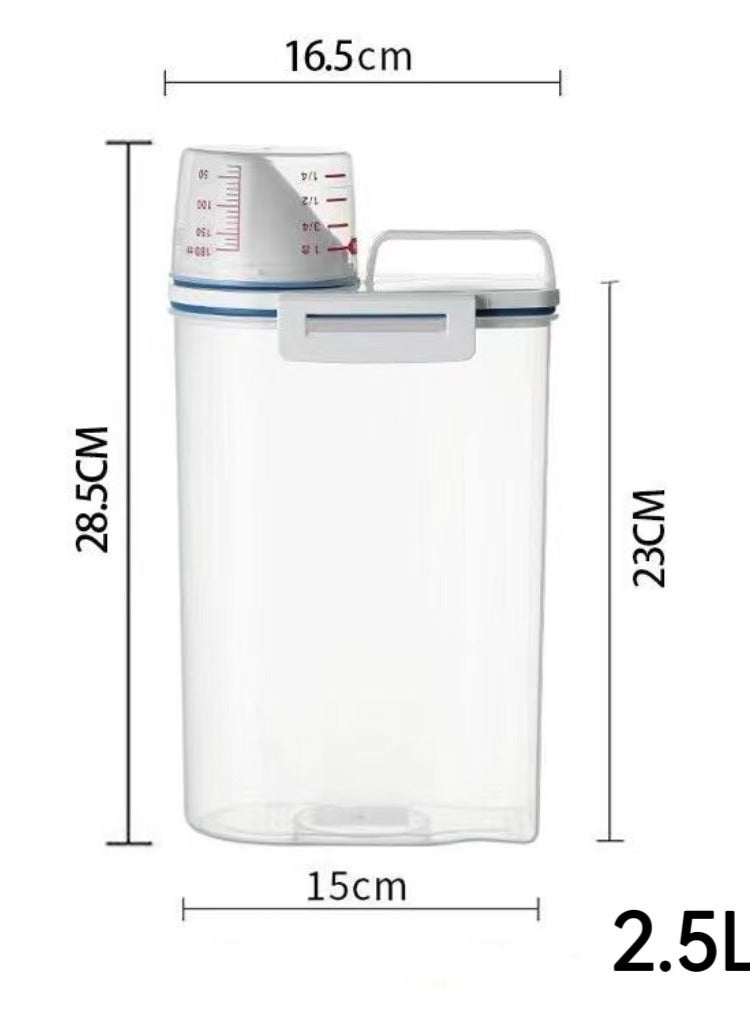 Rice And Cereal Storage Plastic Container With Pour Spout And Measuring Cup Transparent - 2.5L - Image 2