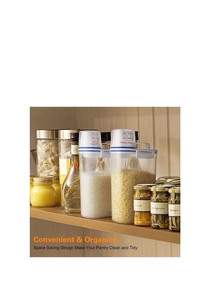 Rice And Cereal Storage Plastic Container With Pour Spout And Measuring Cup Transparent - 2.5L - Image 5