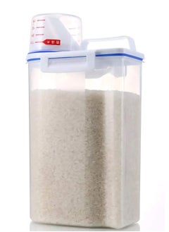 ماركة غير محددة حاوية بلاستيكية شفافة لتخزين الأرز والحبوب مع مقلوب و كأس القياس - 2.5L  - Image 1