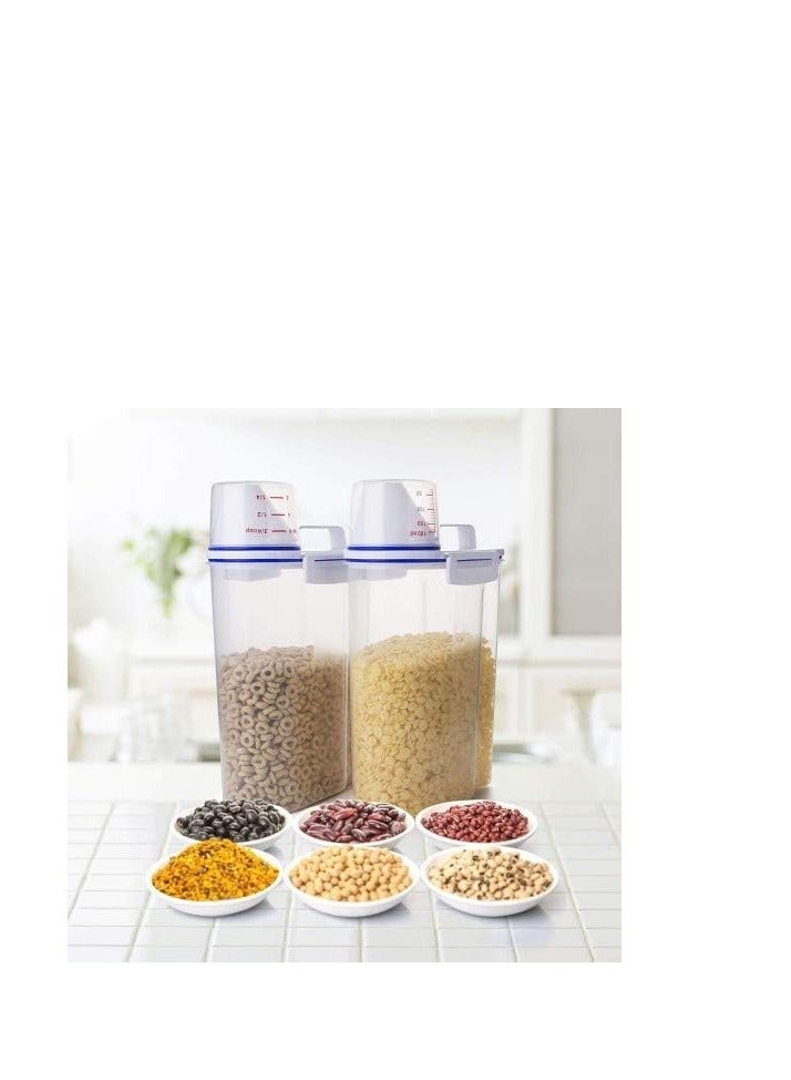 Rice And Cereal Storage Plastic Container With Pour Spout And Measuring Cup Transparent - 2.5L - Image 4