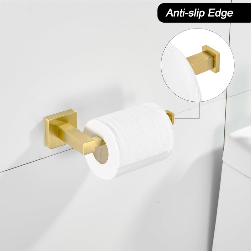 Leyden Gold Toilet Paper Holder Hand Towel Holder  Brushed Brass Toilet Roll Holder Towel Ring  Modern Bathroom Hardware Set Stainless Steel Wall Mounted 2 Pieces - Image 4