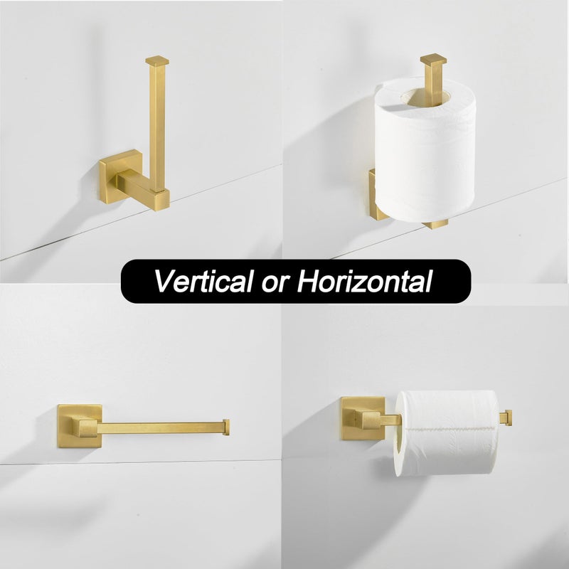 Leyden Gold Toilet Paper Holder Hand Towel Holder  Brushed Brass Toilet Roll Holder Towel Ring  Modern Bathroom Hardware Set Stainless Steel Wall Mounted 2 Pieces - Image 5