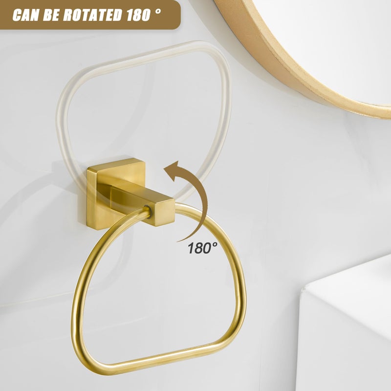 Leyden Gold Toilet Paper Holder Hand Towel Holder  Brushed Brass Toilet Roll Holder Towel Ring  Modern Bathroom Hardware Set Stainless Steel Wall Mounted 2 Pieces - Image 3