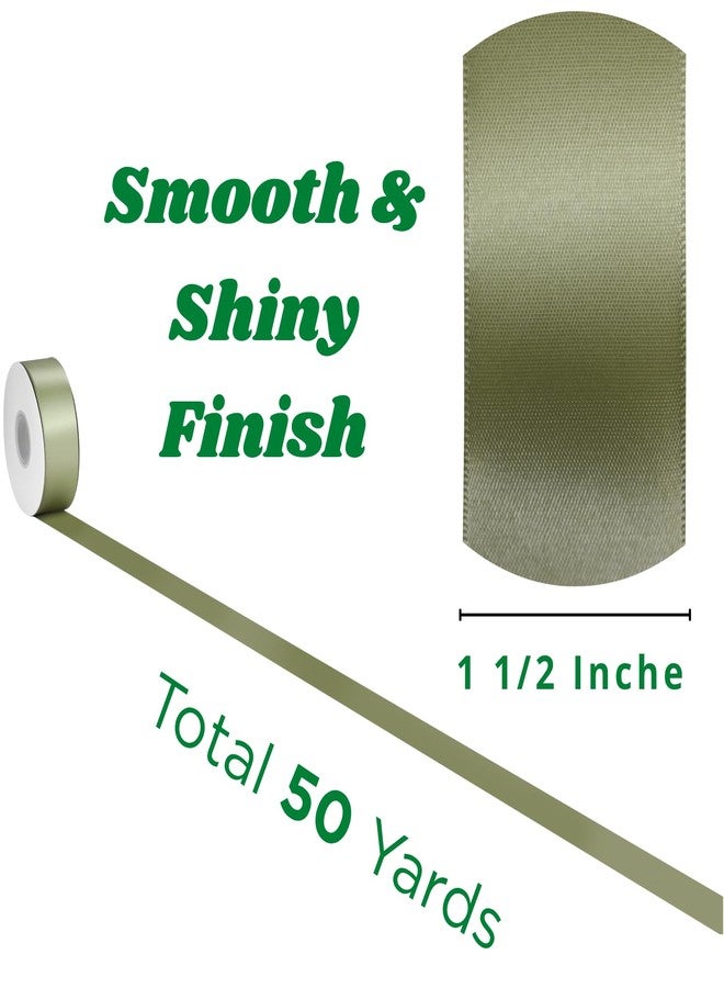Rokateam Sage Green Ribbon 1-1/2 Inch x 50 Yards – Rustic Double Faced Satin Ribbon for Wedding Decor, Gift Wrapping & Floral Styling - Image 3