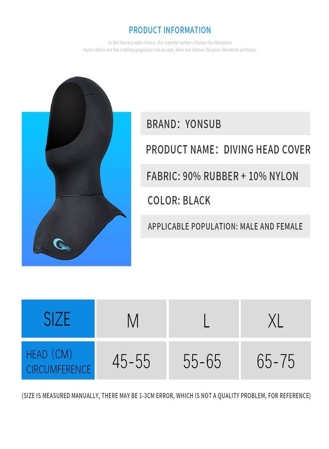 yonsub Diving Hood - Neoprene Wetsuit Dive Hood 3MM 5MM for Men Women Dive Cap Surfing Thermal Hood for Water Sports Small black - Image 4