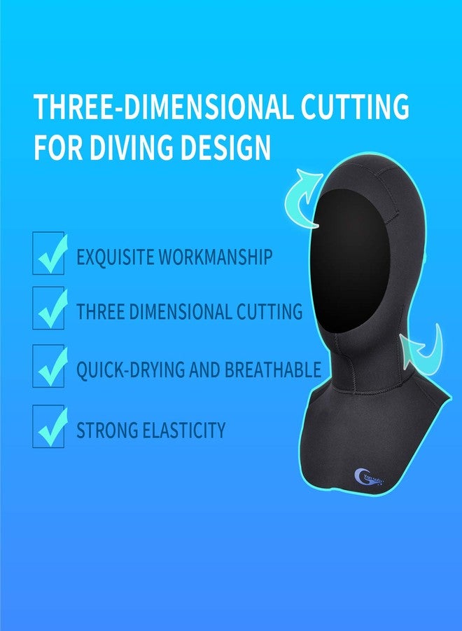 yonsub Diving Hood - Neoprene Wetsuit Dive Hood 3MM 5MM for Men Women Dive Cap Surfing Thermal Hood for Water Sports Small black - Image 2