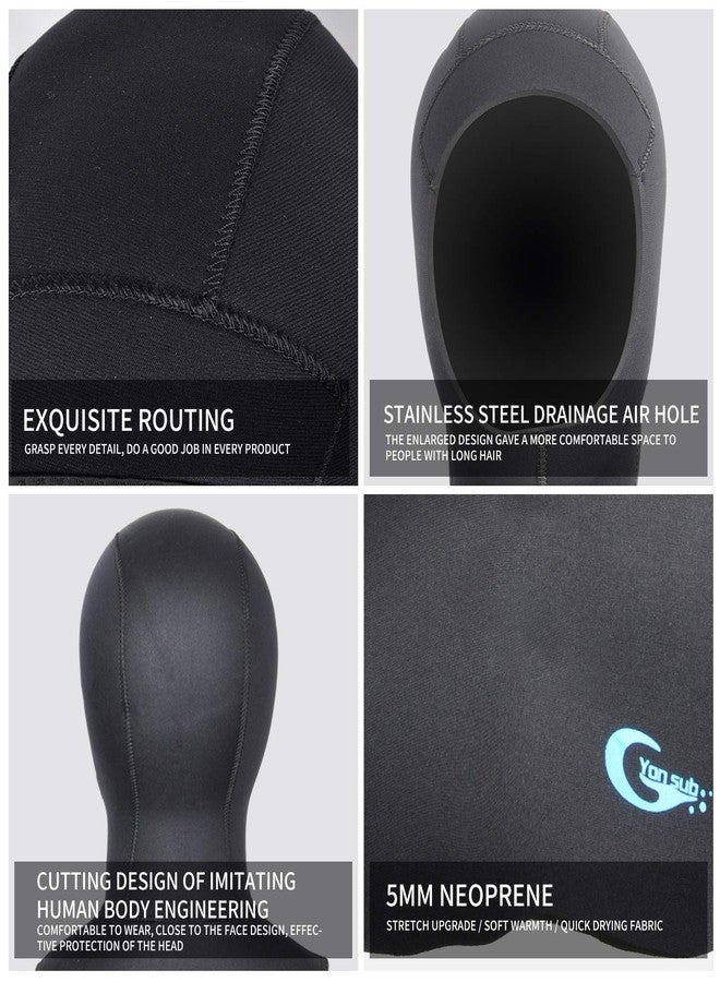yonsub Diving Hood - Neoprene Wetsuit Dive Hood 3MM 5MM for Men Women Dive Cap Surfing Thermal Hood for Water Sports Small black - Image 3