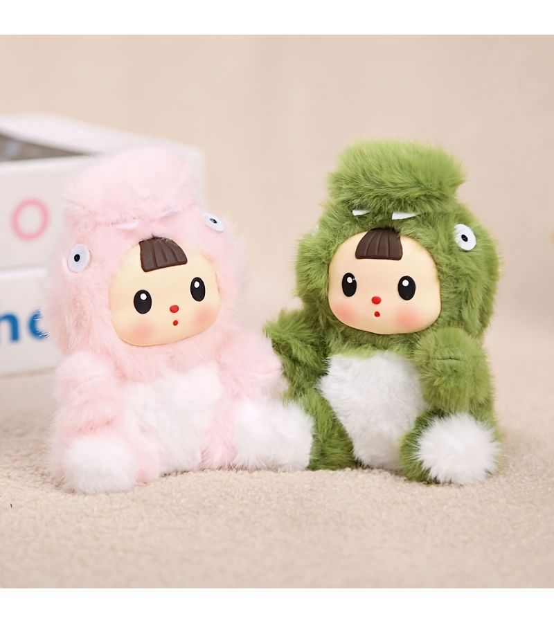 Pink Soft Plush Dinosaur Doll Keychain Backpack Charm Gift - Image 5