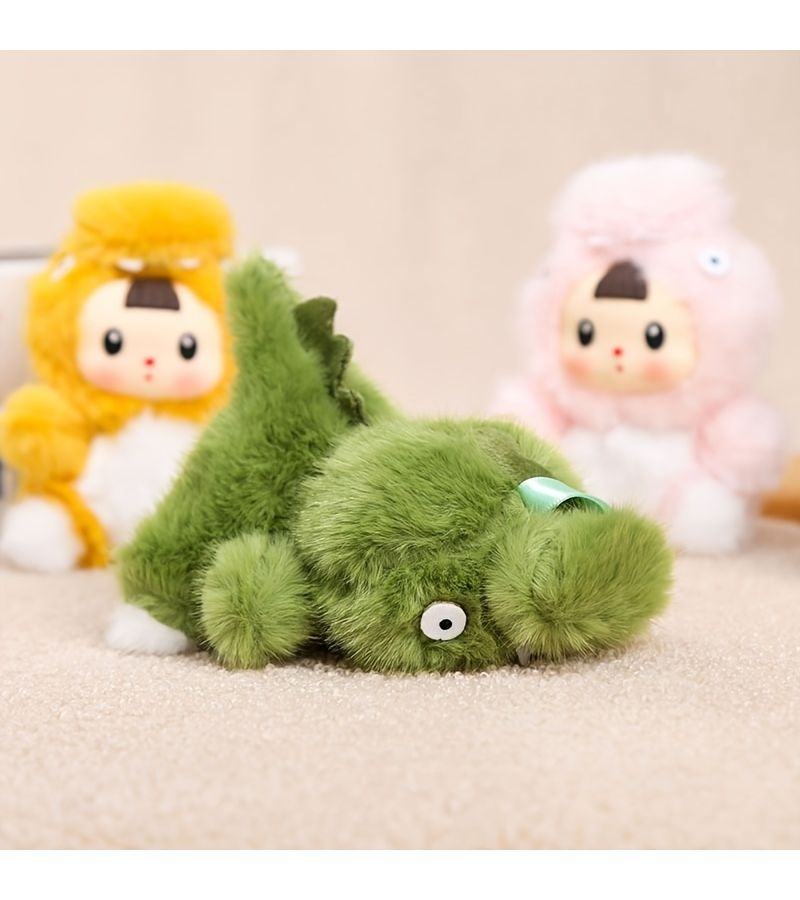 Pink Soft Plush Dinosaur Doll Keychain Backpack Charm Gift - Image 4