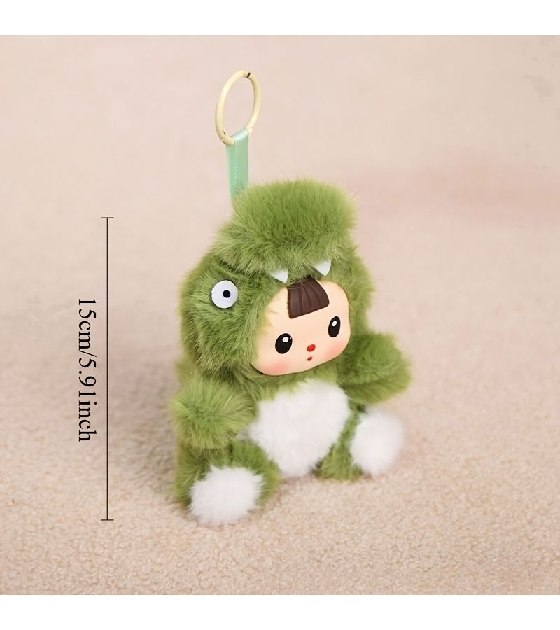 Pink Soft Plush Dinosaur Doll Keychain Backpack Charm Gift - Image 3