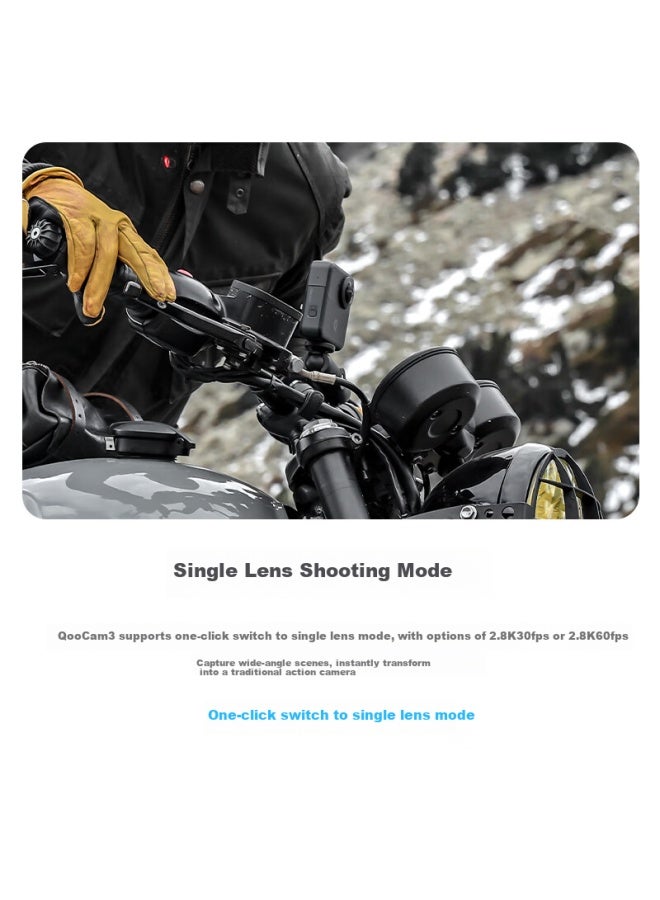Kandao Qoocam3 360° Action Camera 5.7k Hd Anti-shake Waterproof Sports Cam Vlog Skiing Diving Outdoor Motorcycling Riding Kit
