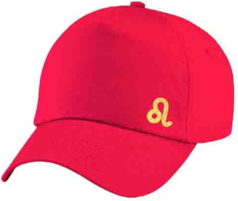 Red Cap with Leo zodiac Golden Color Logo