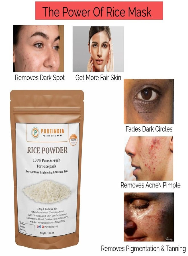 PUREINDIA Masoor Daal Powder & Rice Powder For 100% Natural Scrub & Face Pack, Skin More Brighten & Lighten Skin, For Tanning & Pigmentation Removel. 100 gm Each , Total -200gm - Image 4