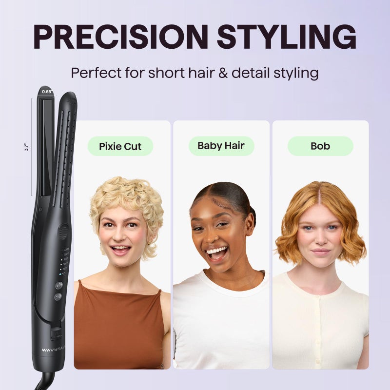 Wavytalk 0.65" Pencil Flat Iron, Cool Curl Pencil, Small Airflow Styler and Straightener for Short Hair, Pixie Cut and Edges, Curling Iron for Short Hair with 360Âº Cool Airflow, Black - Image 2