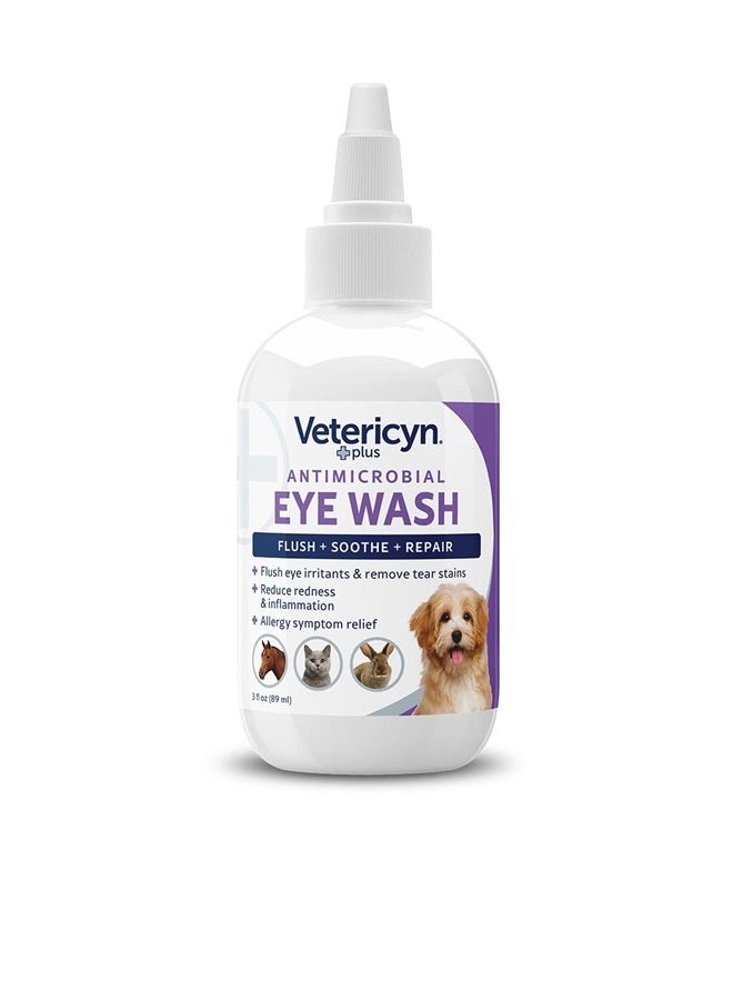 Vetericyn Plus Dog and Cat Eye Wash | Eye Drops for Dogs and Cats to Flush and Soothe Eye Irritations, Dog Tear Stain Cleaner, Safe for All Animals. 3 ounces - Image 2