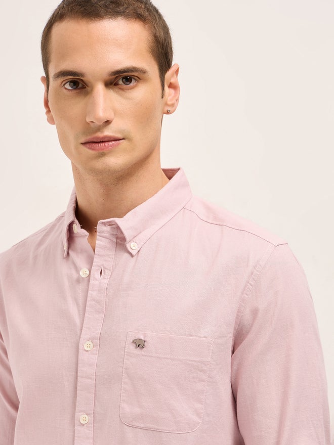 The Bear House Men Cotton Linen Slim Fit Casual Shirt - Image 2