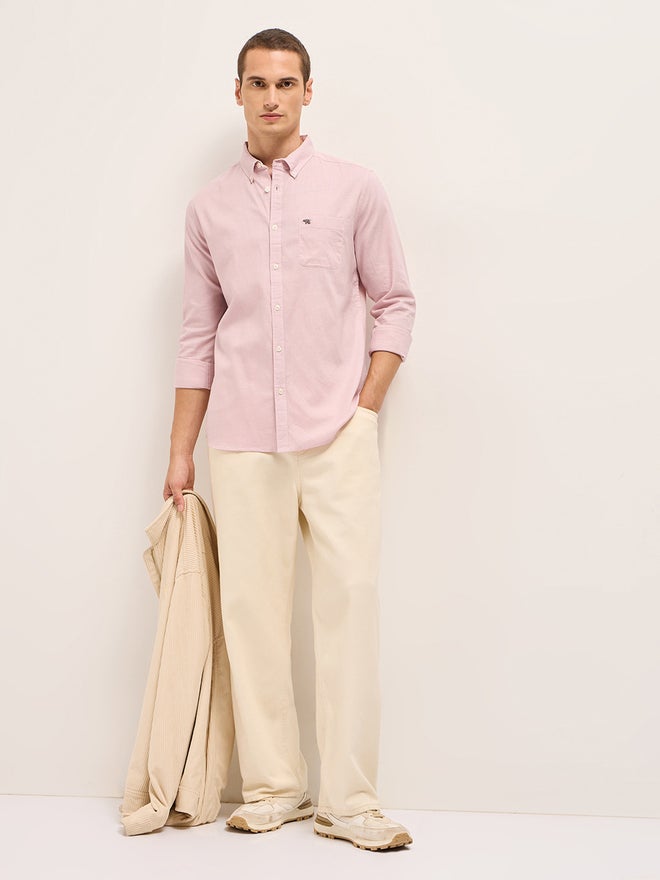 The Bear House Men Cotton Linen Slim Fit Casual Shirt - Image 1