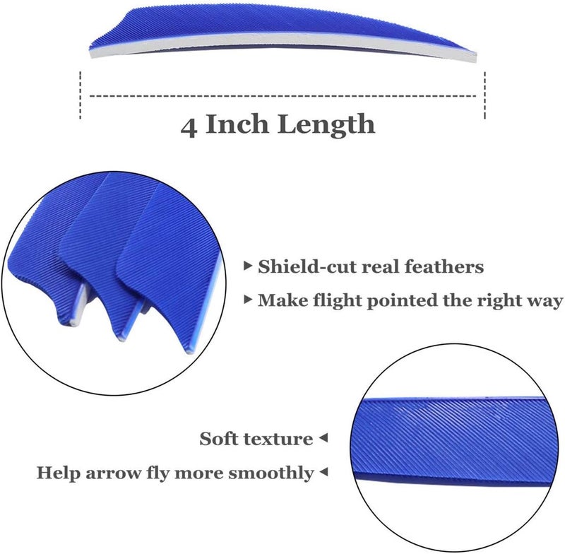 Letszhu Archery Arrows Feather Fletching 4 Inch Real Turkey Vanes for Hunting Target Shooting (25 Pack) - Image 2
