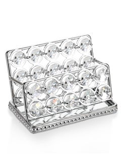 Excefore Crystal Business Card Holder Stand, Mirrored Name Card Display, Card Stand Organizer Desktop Business Card Storage Holder for Office Countertop (Silver,1 Slot)  - Image 2