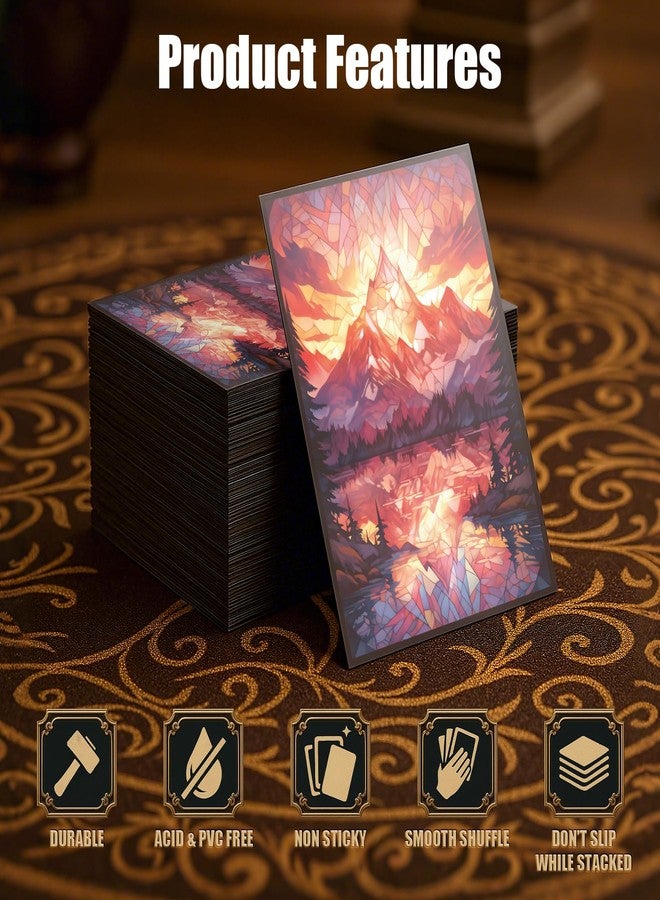 Kiiransr MTG Card Sleeves -Stained Glass Mountain- Ultra Clear Front & Matte Finish Back, 100 Count Standard Size TCG Sleeves, Matte Art Sleeves for Magic The Gathering - Image 5