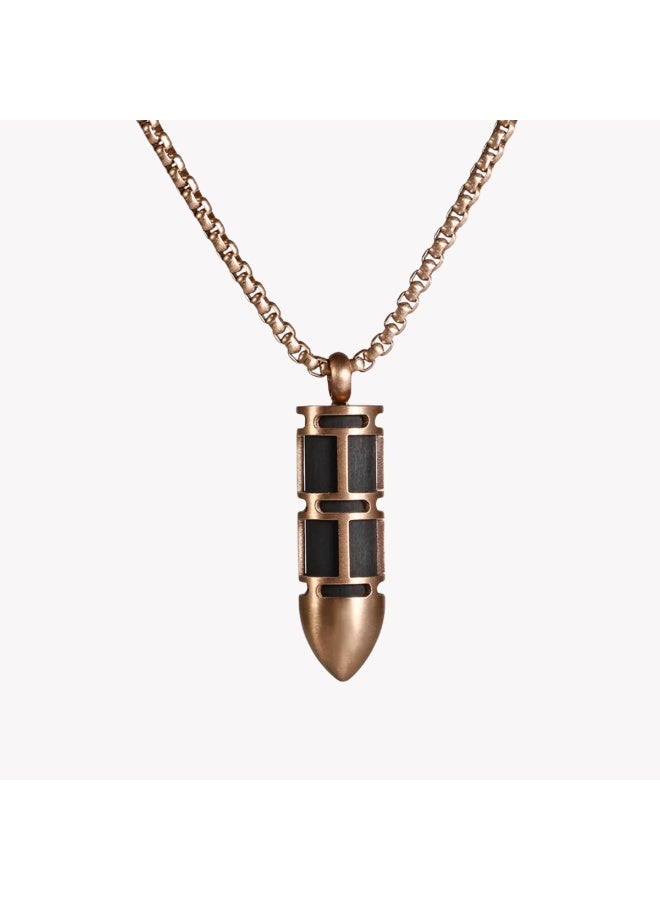 زنك قلادة زينك للرجال من الفولاذ المقاوم للصدأ والمزينة بطلاء الذهب الوردي وألياف الكربون | ZJPD021RG - Image 1