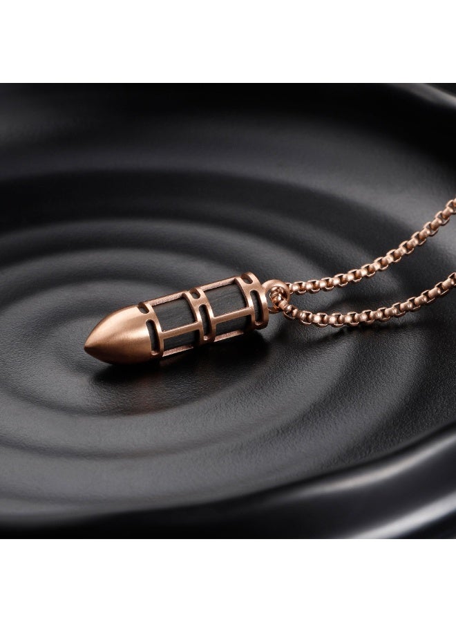 زنك قلادة زينك للرجال من الفولاذ المقاوم للصدأ والمزينة بطلاء الذهب الوردي وألياف الكربون | ZJPD021RG - Image 4